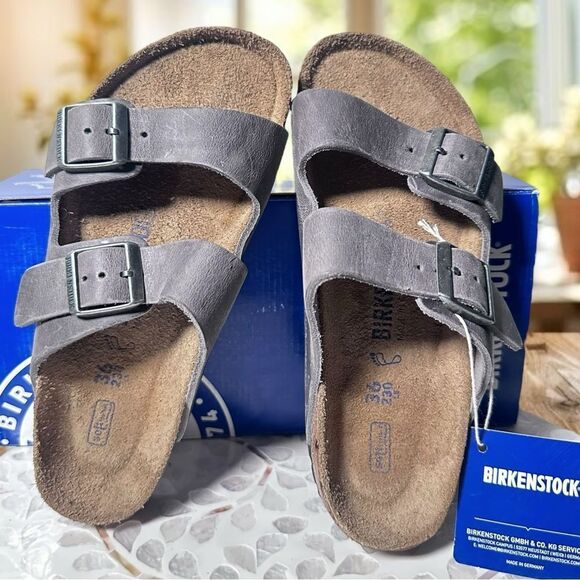 BIRKENSTOCK ARIZONA IRON Soft Footbed Waxy Leather Regular Fit - Picture 8 of 16